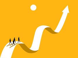Volatility, Obstacles, Path to success, Business team walking on the arrow of growth vector