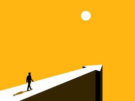 Business progress. Businessman on path arrow pointing forward vector