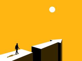 Risks. Businessman Standing on Broken Path. vector