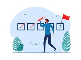 man with red flag and checklist on his hand vector
