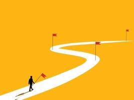 Success step by step. Businessman walks towards his goal vector