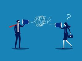 Poor communication. Tangled telephone lines confuse others vector