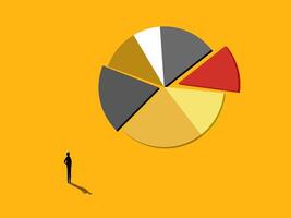 Market share. Businessman with circle chart vector