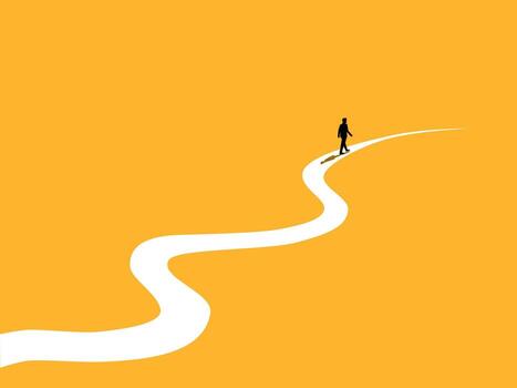 final de proyecto. empresario camina a final de camino vector