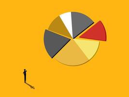 Profit share. Businessman with circle chart vector