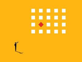 Vision, business thinking differently. Businessman thinks differently about triangles vector