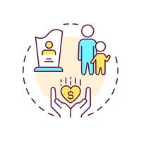 Survivor benefits multi color concept icon. Compensation for death. Financial support, insurance. Round shape line illustration. Abstract idea. Graphic design. Easy to use in infographic, presentation vector