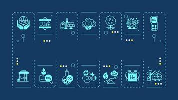 Carbon capture blue word concept. Co2 adsorption, nature preservation. Pollution, ecology. Visual communication. Artwith lettering text, editable glyph icons vector