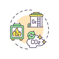 Oxy-fuel combustion capture multi color concept icon. Carbon storage, fuel emission. Round shape line illustration. Abstract idea. Graphic design. Easy to use infographic, presentation vector