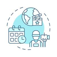 Story setting multi color concept icon. Filmmaking, screenwriting. Film narrative. Round shape line illustration. Abstract idea. Graphic design. Easy to use in infographic, presentation vector