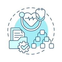 SOPS in healthcare soft blue concept icon. Task management, information management. Round shape line illustration. Abstract idea. Graphic design. Easy to use in infographic, presentation vector