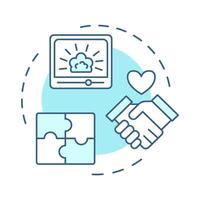 Narrative conflict resolution multi color concept icon. Partnership negotiation. Round shape line illustration. Abstract idea. Graphic design. Easy to use in infographic, presentation vector
