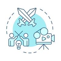 Conflict multi color concept icon. Story conflict, narrative. Film characters. Round shape line illustration. Abstract idea. Graphic design. Easy to use in infographic, presentation vector