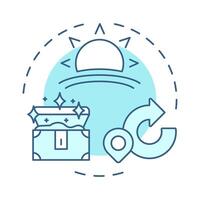 Character return multi color concept icon. Hero journey, adventure. Film production, story. Round shape line illustration. Abstract idea. Graphic design. Easy to use in infographic, presentation vector