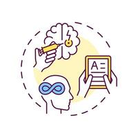Developmental disabilities multi color concept icon. Cognitive disorder, psychology. Round shape line illustration. Abstract idea. Graphic design. Easy to use in infographic, presentation vector