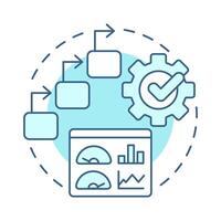 Step-by-step sop soft blue concept icon. Efficiency metrics, statistics. Operating procedures. Round shape line illustration. Abstract idea. Graphic design. Easy to use in infographic, presentation vector