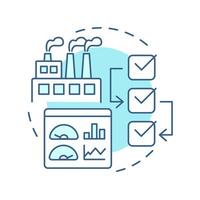 Manufacturing sops soft blue concept icon. Efficiency metrics, performance monitoring. Round shape line illustration. Abstract idea. Graphic design. Easy to use in infographic, presentation vector