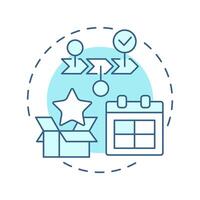 Order scheduling soft blue concept icon. Task processing. Workflow planning, processing. Round shape line illustration. Abstract idea. Graphic design. Easy to use in infographic, presentation vector