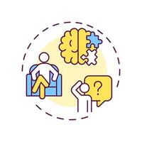 Behavioral disabilities multi color concept icon. Cognitive illness, psychotherapy. Round shape line illustration. Abstract idea. Graphic design. Easy to use in infographic, presentation vector