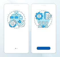 Benefits of sop blue onboarding mobile app screen. Walkthrough 2 steps editable graphic instructions with linear concepts. UI, UX, GUI template vector
