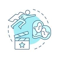 Characters multi color concept icon. Film story, storytelling. Narrative, protagonist. Round shape line illustration. Abstract idea. Graphic design. Easy to use in infographic, presentation vector