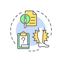 Workplace injuries investigation multi color concept icon. Medical report, worker illness. Round shape line illustration. Abstract idea. Graphic design. Easy to use in infographic, presentation vector