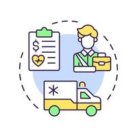 Get medical care multi color concept icon. Workplace injury, healthcare. Insurance service. Round shape line illustration. Abstract idea. Graphic design. Easy to use in infographic, presentation vector