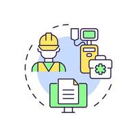 Employee injury report multi color concept icon. Medical service, health care. Worker illness. Round shape line illustration. Abstract idea. Graphic design. Easy to use in infographic, presentation vector