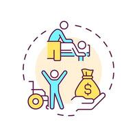 Rehabilitation expenses multi color concept icon. Injury compensation, healthcare service. Round shape line illustration. Abstract idea. Graphic design. Easy to use in infographic, presentation vector