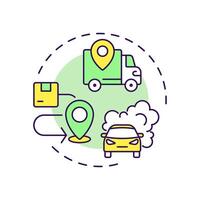 Scope 3 emissions multi color concept icon. Car pollution, urban vehicles. Greenhouse gas. Round shape line illustration. Abstract idea. Graphic design. Easy to use infographic, presentation vector