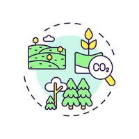 Terrestrial sequestration multi color concept icon. Carbon capture, forestation. Environment, nature. Round shape line illustration. Abstract idea. Graphic design. Easy to use infographic vector