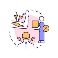 Overexertion and bodily reaction multi color concept icon. Workplace injury, accident. Round shape line illustration. Abstract idea. Graphic design. Easy to use in infographic, presentation vector
