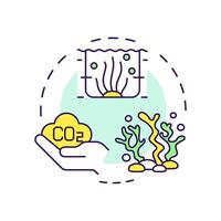 Ocean sequestration multi color concept icon. Seagrass, aquaculture. Pollution reduce, carbon management. Round shape line illustration. Abstract idea. Graphic design. Easy to use infographic vector
