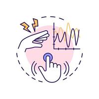 Vibration white finger multi color concept icon. Workplace injury. Work equipment, industry. Round shape line illustration. Abstract idea. Graphic design. Easy to use in infographic, presentation vector