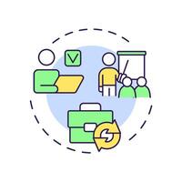 Return-to-work program multi color concept icon. Work organization, corporate policy. Round shape line illustration. Abstract idea. Graphic design. Easy to use in infographic, presentation vector
