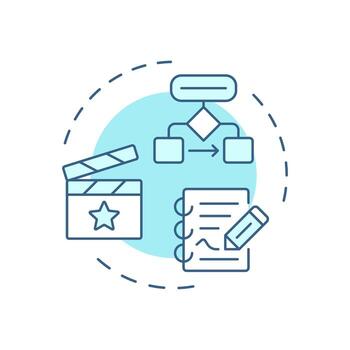 estructuralismo película teoría multi color concepto icono. película guion. contar historias, escritura de guiones redondo forma línea ilustración. resumen idea. gráfico diseño. fácil a utilizar en infografía, presentación vector