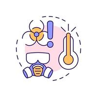 Harmful substances and environments multi color concept icon. Protective equipment, hazardous chemicals. Round shape line illustration. Abstract idea. Graphic design. Easy to use in infographic vector