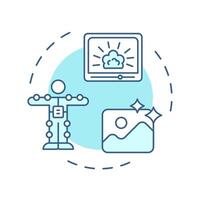 Visual effects multi color concept icon. editing, cgi. Cinematography, technology. Round shape line illustration. Abstract idea. Graphic design. Easy to use in infographic, presentation vector