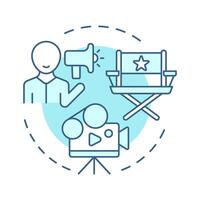Film director multi color concept icon. Filming producer, cinema production. Equipment, entertainment. Round shape line illustration. Abstract idea. Graphic design. Easy to use in infographic vector