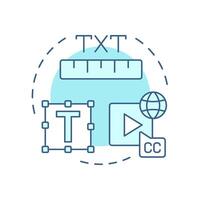 Titles and graphics multi color concept icon. Movie subtitles, captions. Filmmaking, storytelling. Round shape line illustration. Abstract idea. Graphic design. Easy to use in infographic vector