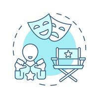 Casting multi color concept icon. Movie cast. Film directing, acting. Cinematography, audition. Round shape line illustration. Abstract idea. Graphic design. Easy to use in infographic, presentation vector