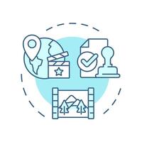 Location scouting multi color concept icon. Film production, nature environment. Round shape line illustration. Abstract idea. Graphic design. Easy to use in infographic, presentation vector