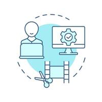 Picture editing multi color concept icon. footage, filmmaking software. Vfx, program. Round shape line illustration. Abstract idea. Graphic design. Easy to use in infographic, presentation vector