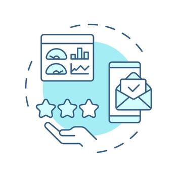 Email abm soft blue concept icon. Marketing organization, efficiency. Rating service. Round shape line illustration. Abstract idea. Graphic design. Easy to use in infographic, presentation vector