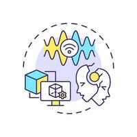 Digital twins multi color concept icon. Virtual simulation. Industry 5.0 technology. Predictive maintenance. Round shape line illustration. Abstract idea. Graphic design. Easy to use vector