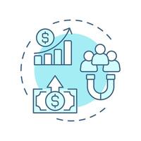 CLV soft blue concept icon. Customer value, sales statistics. Profitability metrics. Round shape line illustration. Abstract idea. Graphic design. Easy to use in infographic, presentation vector