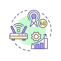 Spectrum bands multi color concept icon. 6G technology. Telecommunications. Wireless communication. Round shape line illustration. Abstract idea. Graphic design. Easy to use in article vector
