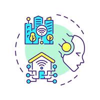 Industry 5.0 multi color concept icon. Smart city. Human-machine interaction. Connected homes. Advanced AI. Round shape line illustration. Abstract idea. Graphic design. Easy to use in article vector
