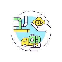 Carbon transportation multi color concept icon. Pipeline storage, reservoir. Tankers truck. Round shape line illustration. Abstract idea. Graphic design. Easy to use infographic, presentation vector