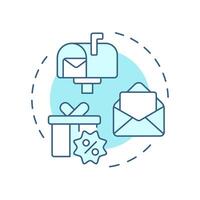 Direct mail abm soft blue concept icon. Targeted marketing, discounts advertising. Round shape line illustration. Abstract idea. Graphic design. Easy to use in infographic, presentation vector